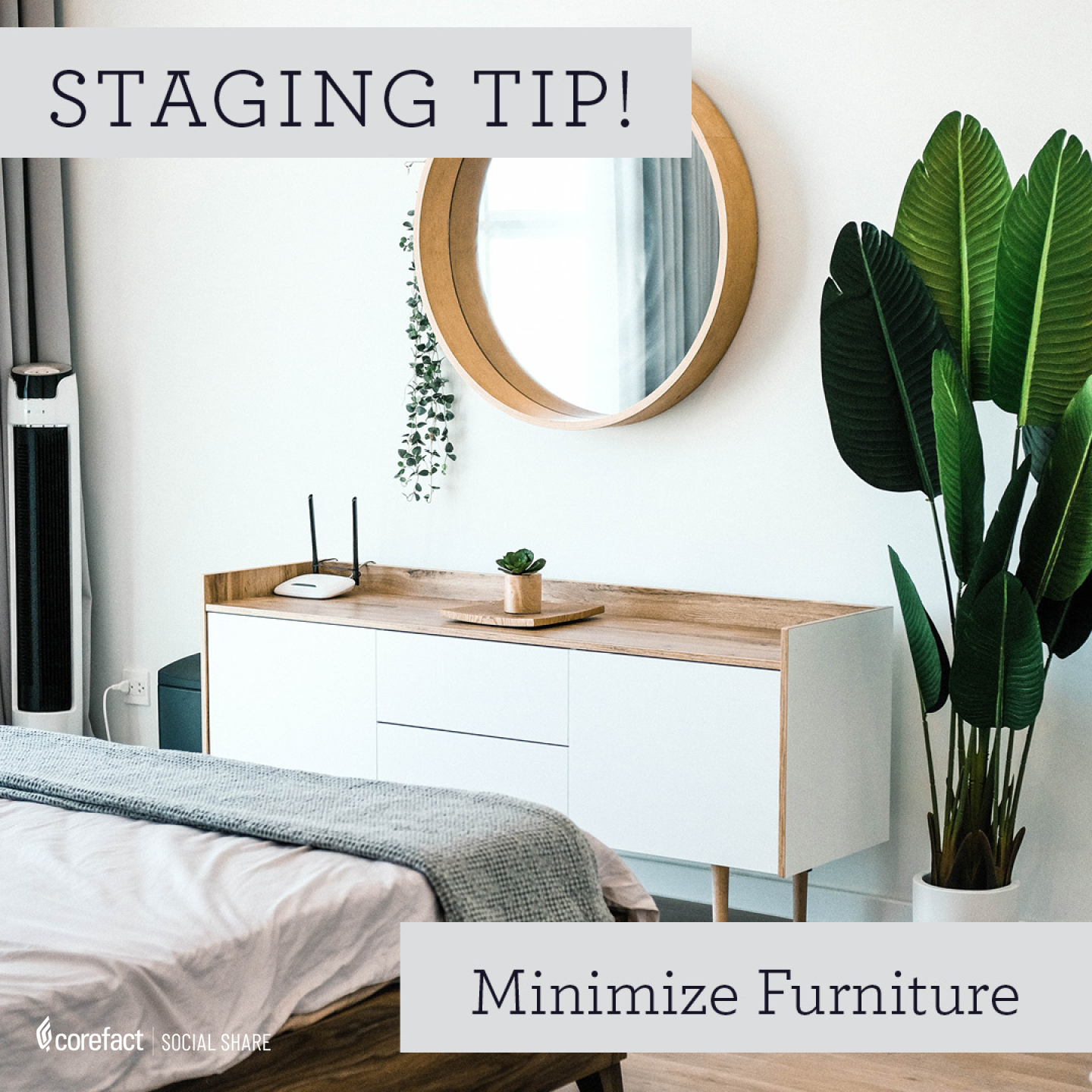 Social Share graphic - Bedroom staging