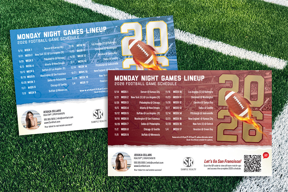 2026 Football Schedule postcards and magnets