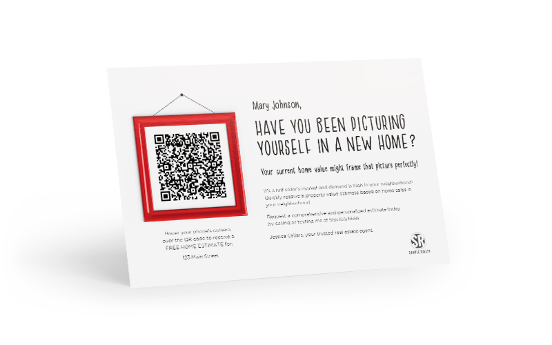 bright side real estate postcard with home estimate QR code