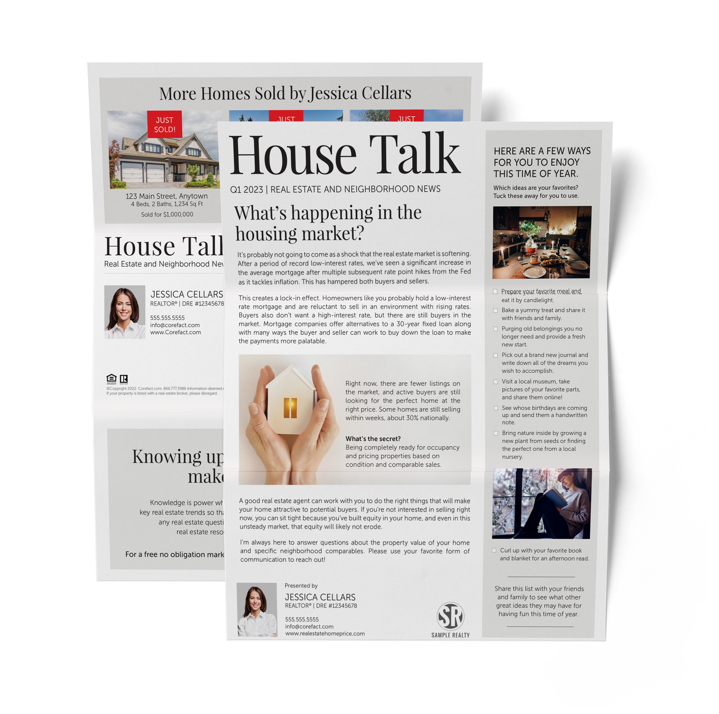 Quarterly real estate house talk newsletter mailer.