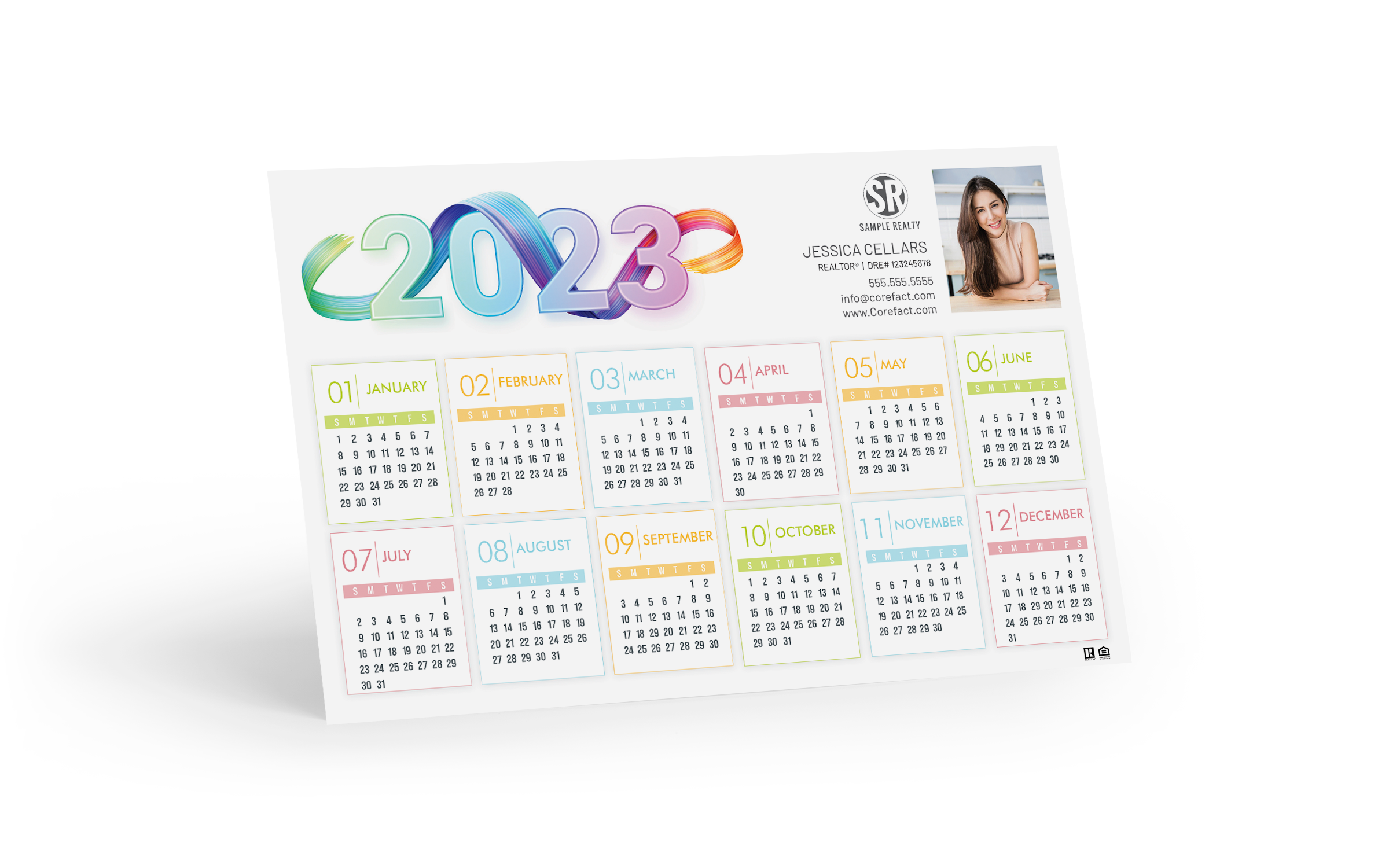 Corefact Calendar Postcard 2023 - Pastel Rainbow Corefact Calendar Postcard 2023 - Pastel Rainbow