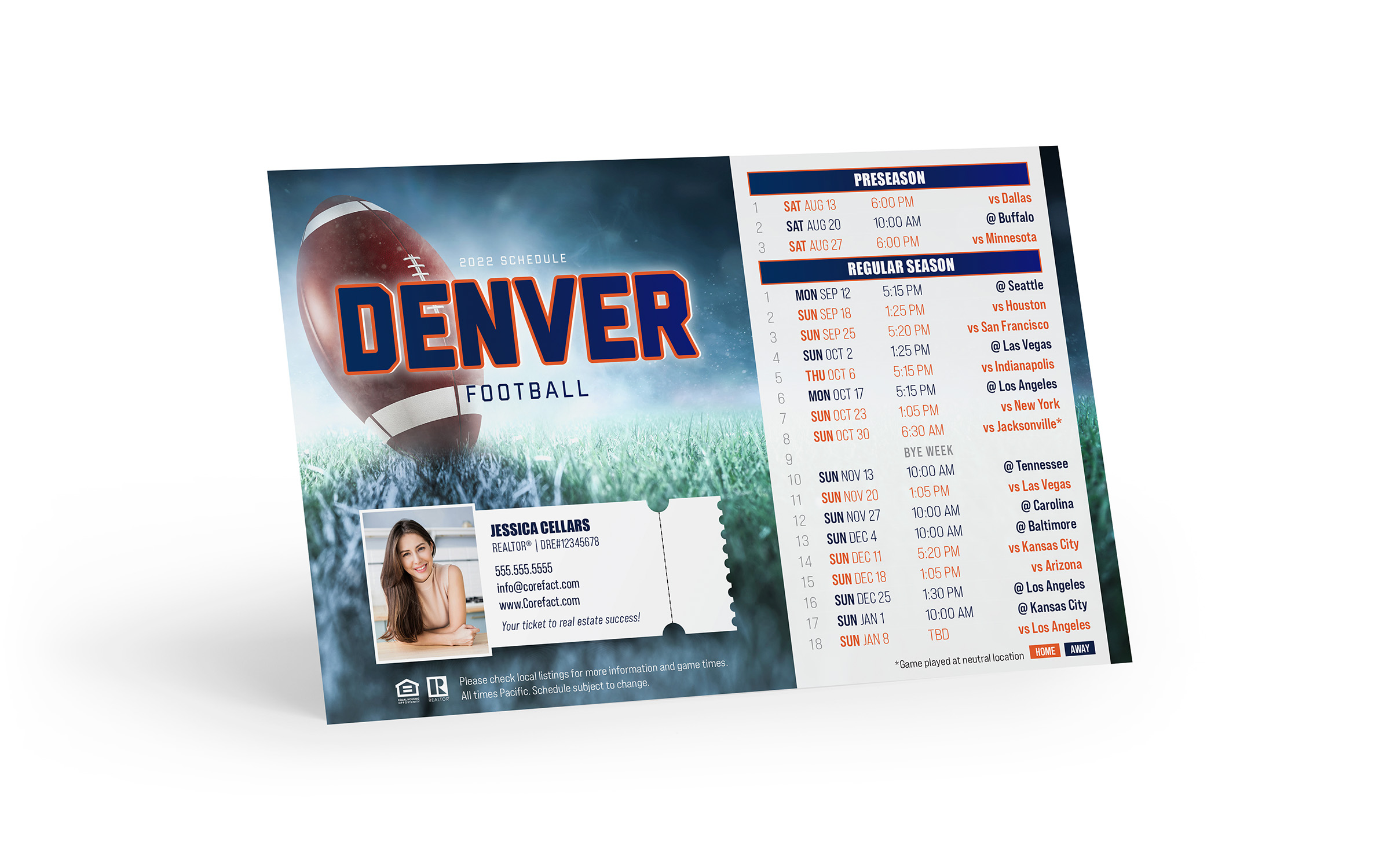 Corefact Football Schedule Magnet <br> Denver (Print Only) Corefact Football Schedule Magnet <br> Denver (Print Only)