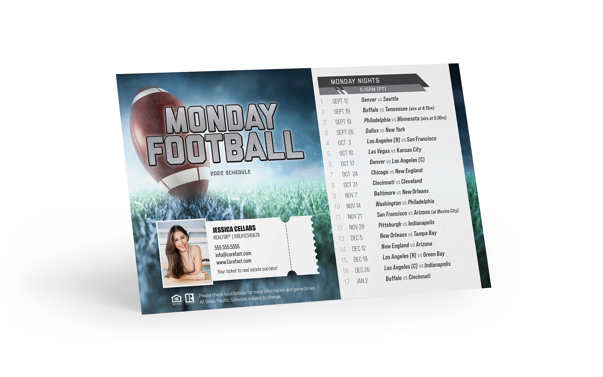 Corefact Football Schedule Magnet <br> Monday Football (Print Only) Corefact Football Schedule Magnet <br> Monday Football (Print Only)
