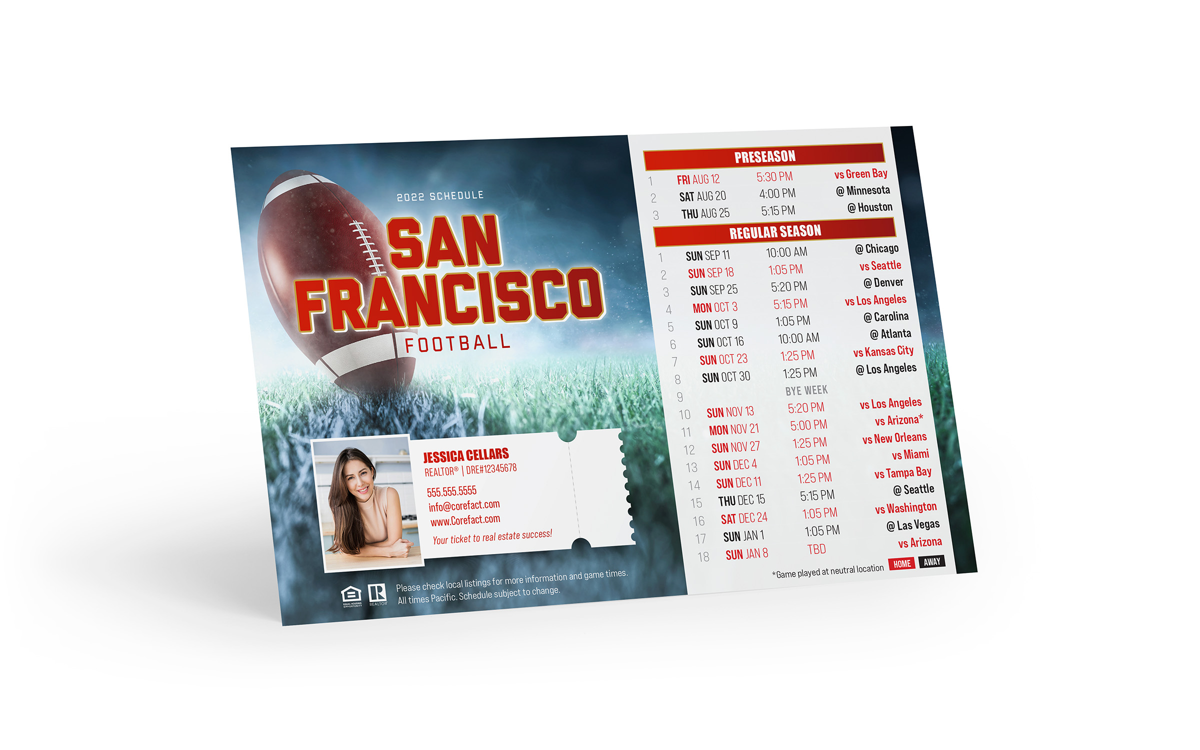 Corefact Football Schedule Magnet <br> San Francisco (Print Only) Corefact Football Schedule Magnet <br> San Francisco (Print Only)