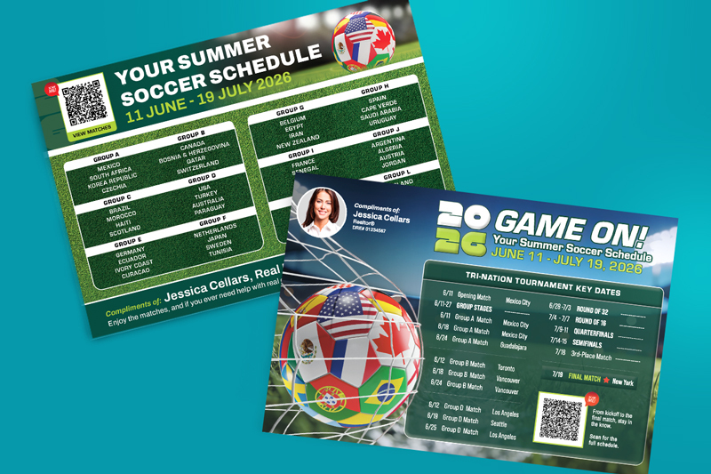 2026 Soccer Schedule Postcards